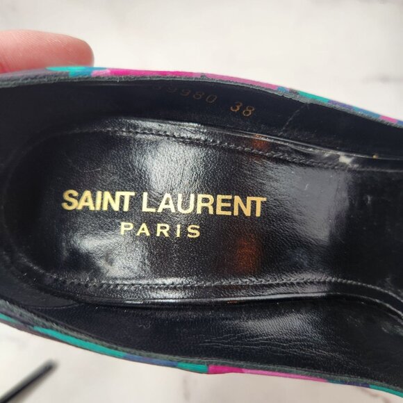 Saint Laurent Paris Floral Print Pumps Stiletto Heels Formal - Picture 10 of 12